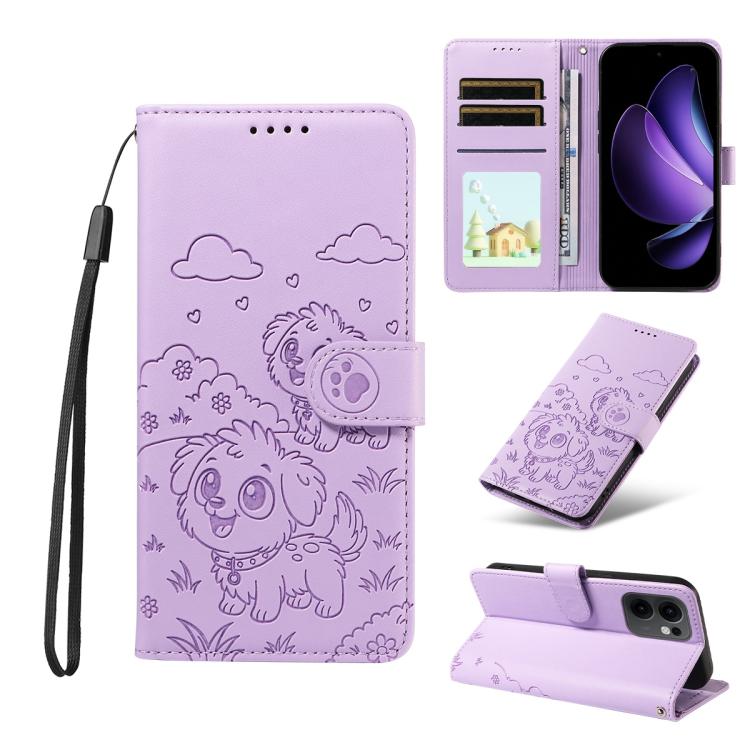 Embossed Heart Dog RFID Blocking Wallet Leather Phone Case, For OPPO A7 Pro Max 5G, For OPPO F33 Pro 5G Global, For OPPO Reno15 F Global, For OPPO Reno15 Global /15C, For OPPO A6 Pro 5G / A6X 5G Global, For OPPO Find X9, For OPPO A6 Pro 4G / 5G Global ...