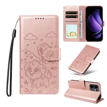 Embossed Heart Dog RFID Blocking Wallet Leather Phone Case, For OPPO A7 Pro Max 5G, For OPPO F33 Pro 5G Global, For OPPO Reno15 F Global, For OPPO Reno15 Global /15C, For OPPO A6 Pro 5G / A6X 5G Global, For OPPO Find X9, For OPPO A6 Pro 4G / 5G Global ...