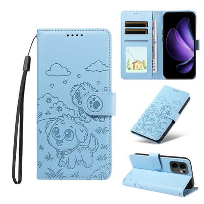 Embossed Heart Dog RFID Blocking Wallet Leather Phone Case, For OPPO A7 Pro Max 5G, For OPPO F33 Pro 5G Global, For OPPO Reno15 F Global, For OPPO Reno15 Global /15C, For OPPO A6 Pro 5G / A6X 5G Global, For OPPO Find X9, For OPPO A6 Pro 4G / 5G Global ...