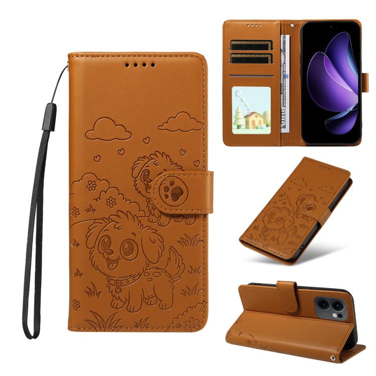 Embossed Heart Dog RFID Blocking Wallet Leather Phone Case, For OPPO A7 Pro Max 5G, For OPPO F33 Pro 5G Global, For OPPO Reno15 F Global, For OPPO Reno15 Global /15C, For OPPO A6 Pro 5G / A6X 5G Global, For OPPO Find X9, For OPPO A6 Pro 4G / 5G Global ...