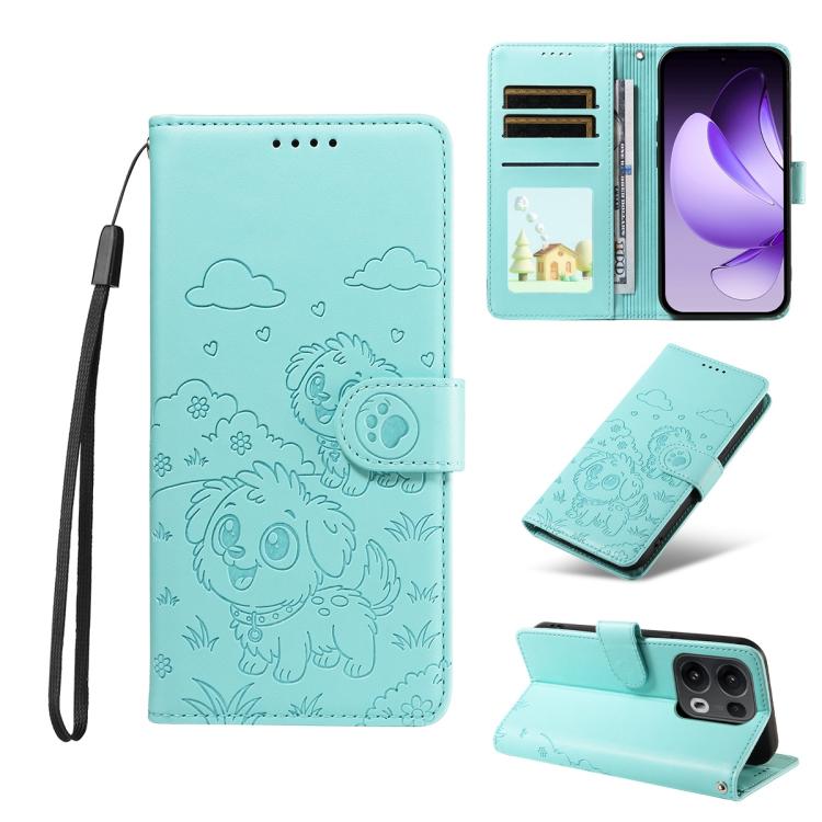 Embossed Heart Dog RFID Blocking Wallet Leather Phone Case, For OPPO A7 Pro Max 5G, For OPPO F33 Pro 5G Global, For OPPO Reno15 F Global, For OPPO Reno15 Global /15C, For OPPO A6 Pro 5G / A6X 5G Global, For OPPO Find X9, For OPPO A6 Pro 4G / 5G Global ...