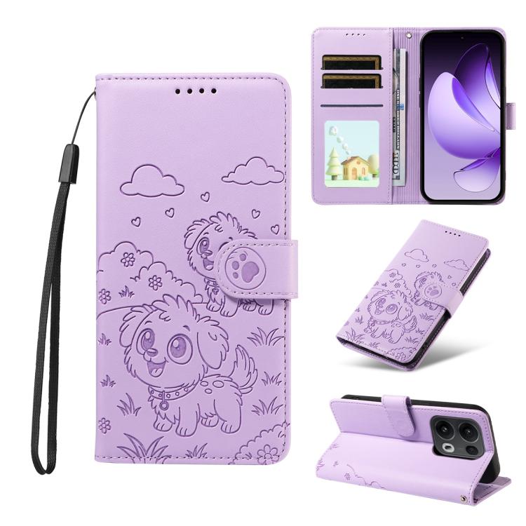 Embossed Heart Dog RFID Blocking Wallet Leather Phone Case, For OPPO A7 Pro Max 5G, For OPPO F33 Pro 5G Global, For OPPO Reno15 F Global, For OPPO Reno15 Global /15C, For OPPO A6 Pro 5G / A6X 5G Global, For OPPO Find X9, For OPPO A6 Pro 4G / 5G Global ...