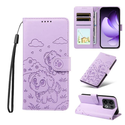 Embossed Heart Dog RFID Blocking Wallet Leather Phone Case, For OPPO A7 Pro Max 5G, For OPPO F33 Pro 5G Global, For OPPO Reno15 F Global, For OPPO Reno15 Global /15C, For OPPO A6 Pro 5G / A6X 5G Global, For OPPO Find X9, For OPPO A6 Pro 4G / 5G Global ...