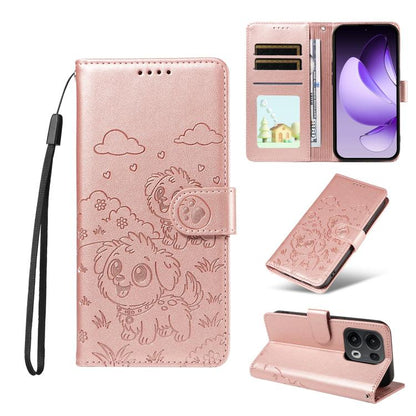 Embossed Heart Dog RFID Blocking Wallet Leather Phone Case, For OPPO A7 Pro Max 5G, For OPPO F33 Pro 5G Global, For OPPO Reno15 F Global, For OPPO Reno15 Global /15C, For OPPO A6 Pro 5G / A6X 5G Global, For OPPO Find X9, For OPPO A6 Pro 4G / 5G Global ...