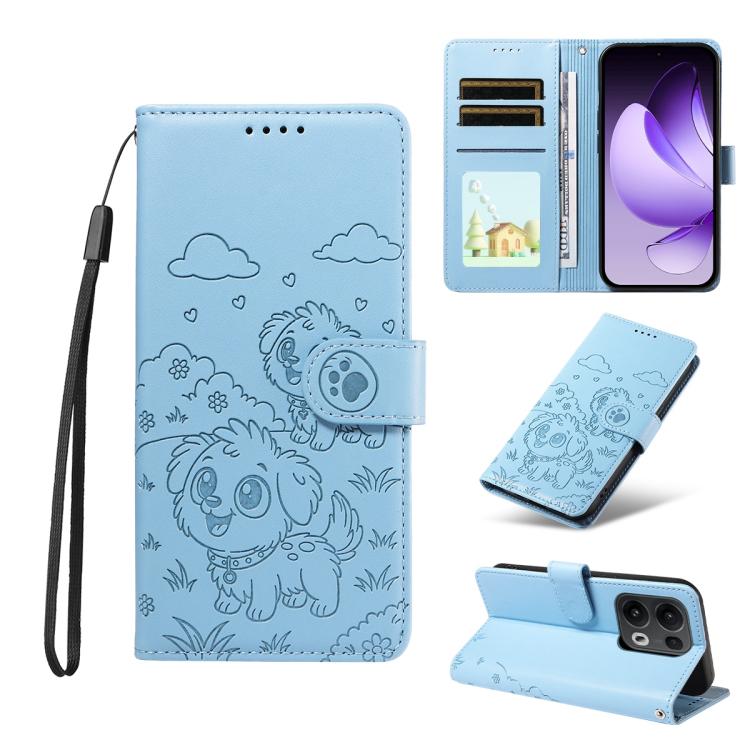 Embossed Heart Dog RFID Blocking Wallet Leather Phone Case, For OPPO A7 Pro Max 5G, For OPPO F33 Pro 5G Global, For OPPO Reno15 F Global, For OPPO Reno15 Global /15C, For OPPO A6 Pro 5G / A6X 5G Global, For OPPO Find X9, For OPPO A6 Pro 4G / 5G Global ...