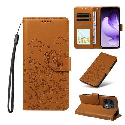 Embossed Heart Dog RFID Blocking Wallet Leather Phone Case, For OPPO A7 Pro Max 5G, For OPPO F33 Pro 5G Global, For OPPO Reno15 F Global, For OPPO Reno15 Global /15C, For OPPO A6 Pro 5G / A6X 5G Global, For OPPO Find X9, For OPPO A6 Pro 4G / 5G Global ...