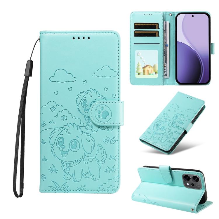 Embossed Heart Dog RFID Blocking Wallet Leather Phone Case, For OPPO A7 Pro Max 5G, For OPPO F33 Pro 5G Global, For OPPO Reno15 F Global, For OPPO Reno15 Global /15C, For OPPO A6 Pro 5G / A6X 5G Global, For OPPO Find X9, For OPPO A6 Pro 4G / 5G Global ...