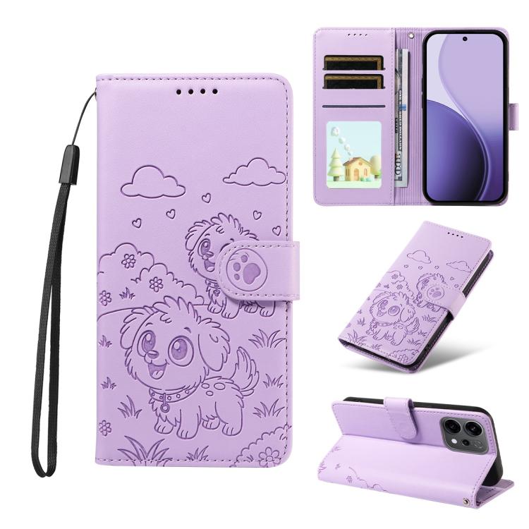 Embossed Heart Dog RFID Blocking Wallet Leather Phone Case, For OPPO A7 Pro Max 5G, For OPPO F33 Pro 5G Global, For OPPO Reno15 F Global, For OPPO Reno15 Global /15C, For OPPO A6 Pro 5G / A6X 5G Global, For OPPO Find X9, For OPPO A6 Pro 4G / 5G Global ...