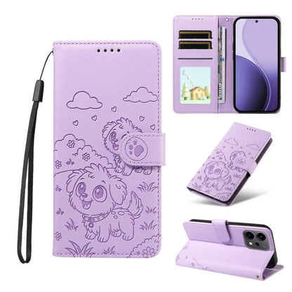 Embossed Heart Dog RFID Blocking Wallet Leather Phone Case, For OPPO A7 Pro Max 5G, For OPPO F33 Pro 5G Global, For OPPO Reno15 F Global, For OPPO Reno15 Global /15C, For OPPO A6 Pro 5G / A6X 5G Global, For OPPO Find X9, For OPPO A6 Pro 4G / 5G Global ...