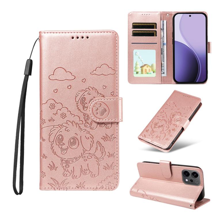 Embossed Heart Dog RFID Blocking Wallet Leather Phone Case, For OPPO A7 Pro Max 5G, For OPPO F33 Pro 5G Global, For OPPO Reno15 F Global, For OPPO Reno15 Global /15C, For OPPO A6 Pro 5G / A6X 5G Global, For OPPO Find X9, For OPPO A6 Pro 4G / 5G Global ...