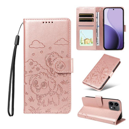 Embossed Heart Dog RFID Blocking Wallet Leather Phone Case, For OPPO A7 Pro Max 5G, For OPPO F33 Pro 5G Global, For OPPO Reno15 F Global, For OPPO Reno15 Global /15C, For OPPO A6 Pro 5G / A6X 5G Global, For OPPO Find X9, For OPPO A6 Pro 4G / 5G Global ...