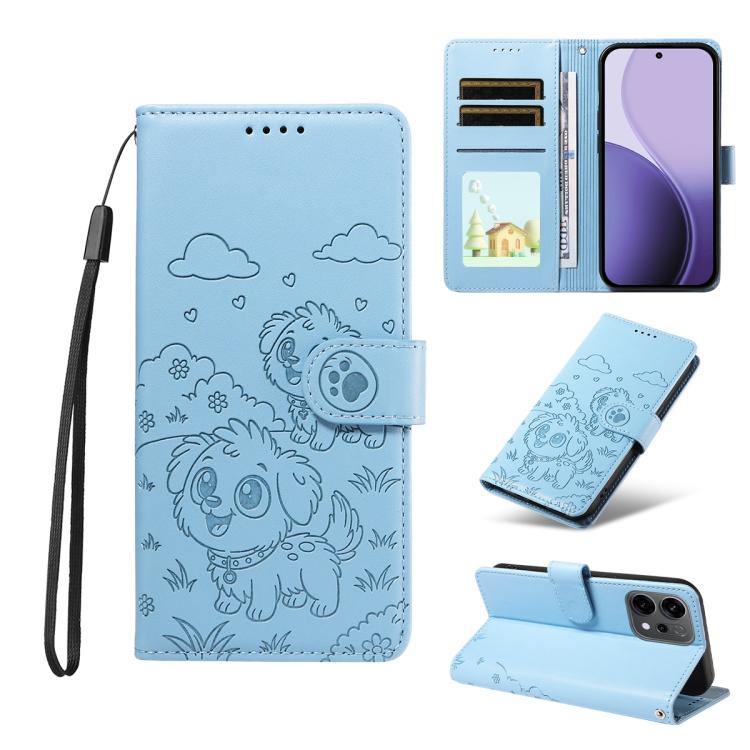 Embossed Heart Dog RFID Blocking Wallet Leather Phone Case, For OPPO A7 Pro Max 5G, For OPPO F33 Pro 5G Global, For OPPO Reno15 F Global, For OPPO Reno15 Global /15C, For OPPO A6 Pro 5G / A6X 5G Global, For OPPO Find X9, For OPPO A6 Pro 4G / 5G Global ...