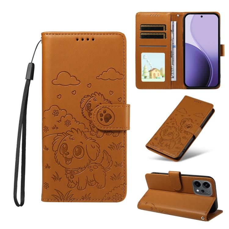 Embossed Heart Dog RFID Blocking Wallet Leather Phone Case, For OPPO A7 Pro Max 5G, For OPPO F33 Pro 5G Global, For OPPO Reno15 F Global, For OPPO Reno15 Global /15C, For OPPO A6 Pro 5G / A6X 5G Global, For OPPO Find X9, For OPPO A6 Pro 4G / 5G Global ...