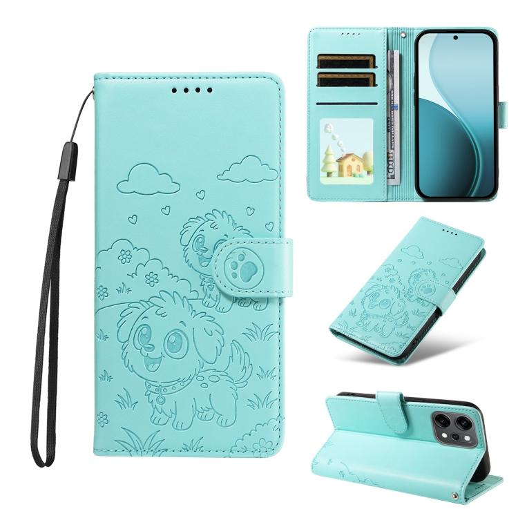 Embossed Heart Dog RFID Blocking Wallet Leather Phone Case, For OPPO A7 Pro Max 5G, For OPPO F33 Pro 5G Global, For OPPO Reno15 F Global, For OPPO Reno15 Global /15C, For OPPO A6 Pro 5G / A6X 5G Global, For OPPO Find X9, For OPPO A6 Pro 4G / 5G Global ...