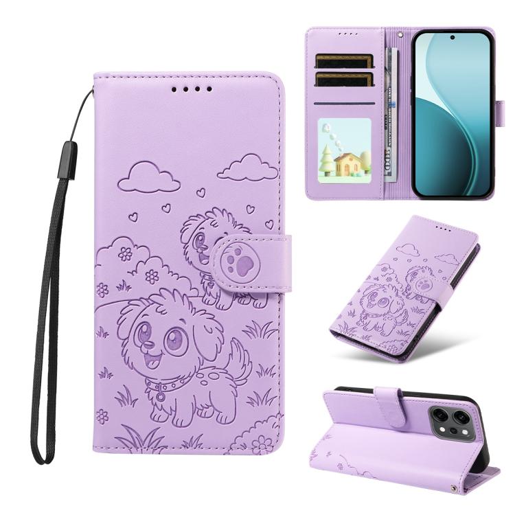 Embossed Heart Dog RFID Blocking Wallet Leather Phone Case, For OPPO A7 Pro Max 5G, For OPPO F33 Pro 5G Global, For OPPO Reno15 F Global, For OPPO Reno15 Global /15C, For OPPO A6 Pro 5G / A6X 5G Global, For OPPO Find X9, For OPPO A6 Pro 4G / 5G Global ...