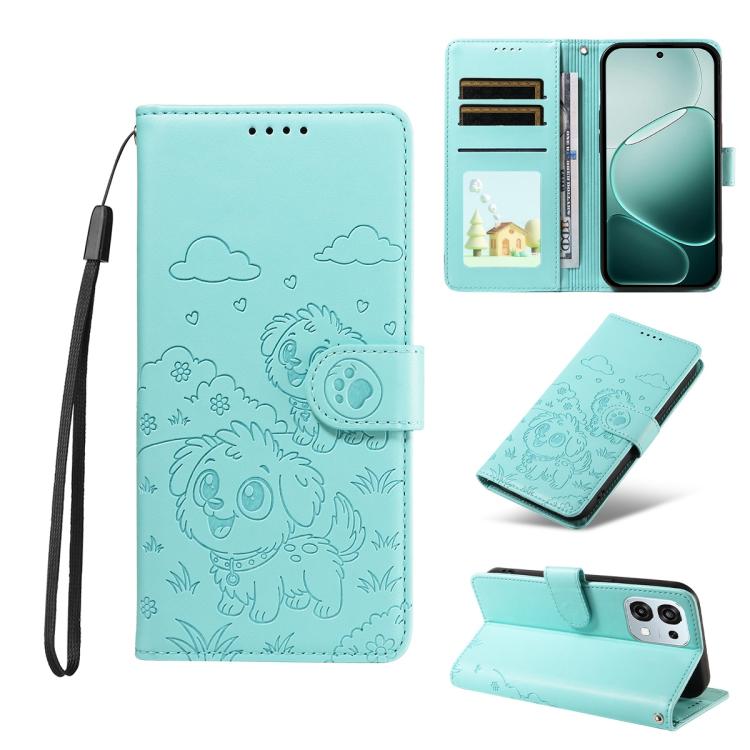 Embossed Heart Dog RFID Blocking Wallet Leather Phone Case, For OPPO A7 Pro Max 5G, For OPPO F33 Pro 5G Global, For OPPO Reno15 F Global, For OPPO Reno15 Global /15C, For OPPO A6 Pro 5G / A6X 5G Global, For OPPO Find X9, For OPPO A6 Pro 4G / 5G Global ...