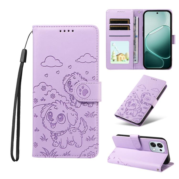 Embossed Heart Dog RFID Blocking Wallet Leather Phone Case, For OPPO A7 Pro Max 5G, For OPPO F33 Pro 5G Global, For OPPO Reno15 F Global, For OPPO Reno15 Global /15C, For OPPO A6 Pro 5G / A6X 5G Global, For OPPO Find X9, For OPPO A6 Pro 4G / 5G Global ...