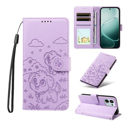 Embossed Heart Dog RFID Blocking Wallet Leather Phone Case, For OPPO A7 Pro Max 5G, For OPPO F33 Pro 5G Global, For OPPO Reno15 F Global, For OPPO Reno15 Global /15C, For OPPO A6 Pro 5G / A6X 5G Global, For OPPO Find X9, For OPPO A6 Pro 4G / 5G Global ...