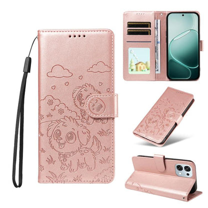 Embossed Heart Dog RFID Blocking Wallet Leather Phone Case, For OPPO A7 Pro Max 5G, For OPPO F33 Pro 5G Global, For OPPO Reno15 F Global, For OPPO Reno15 Global /15C, For OPPO A6 Pro 5G / A6X 5G Global, For OPPO Find X9, For OPPO A6 Pro 4G / 5G Global ...