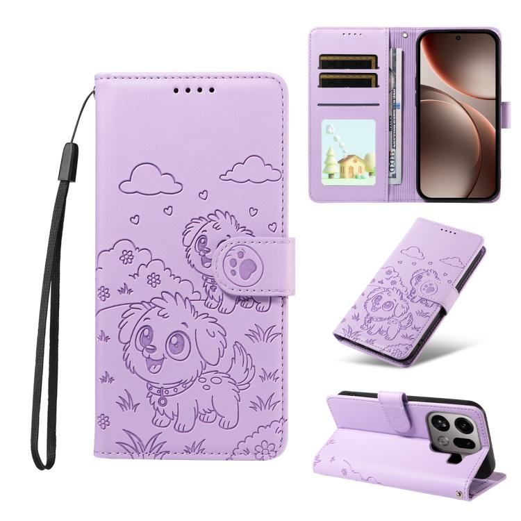 Embossed Heart Dog RFID Blocking Wallet Leather Phone Case, For OPPO A7 Pro Max 5G, For OPPO F33 Pro 5G Global, For OPPO Reno15 F Global, For OPPO Reno15 Global /15C, For OPPO A6 Pro 5G / A6X 5G Global, For OPPO Find X9, For OPPO A6 Pro 4G / 5G Global ...