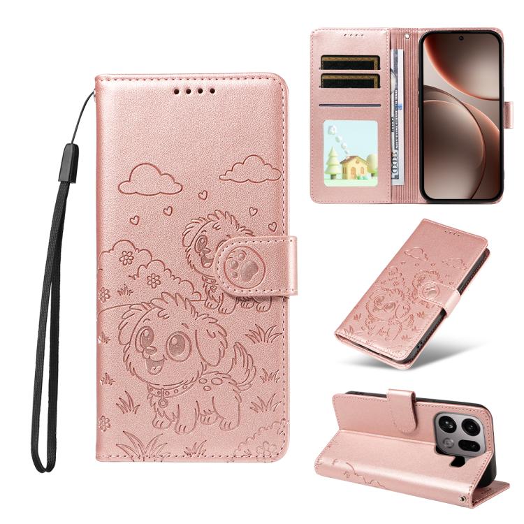 Embossed Heart Dog RFID Blocking Wallet Leather Phone Case, For OPPO A7 Pro Max 5G, For OPPO F33 Pro 5G Global, For OPPO Reno15 F Global, For OPPO Reno15 Global /15C, For OPPO A6 Pro 5G / A6X 5G Global, For OPPO Find X9, For OPPO A6 Pro 4G / 5G Global ...