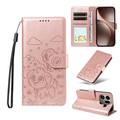 Embossed Heart Dog RFID Blocking Wallet Leather Phone Case, For OPPO A7 Pro Max 5G, For OPPO F33 Pro 5G Global, For OPPO Reno15 F Global, For OPPO Reno15 Global /15C, For OPPO A6 Pro 5G / A6X 5G Global, For OPPO Find X9, For OPPO A6 Pro 4G / 5G Global ...