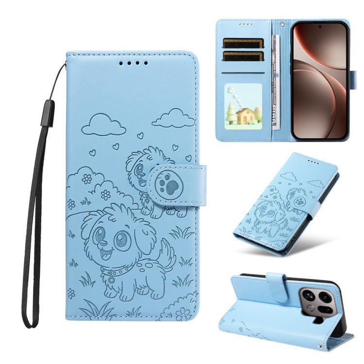 Embossed Heart Dog RFID Blocking Wallet Leather Phone Case, For OPPO A7 Pro Max 5G, For OPPO F33 Pro 5G Global, For OPPO Reno15 F Global, For OPPO Reno15 Global /15C, For OPPO A6 Pro 5G / A6X 5G Global, For OPPO Find X9, For OPPO A6 Pro 4G / 5G Global ...