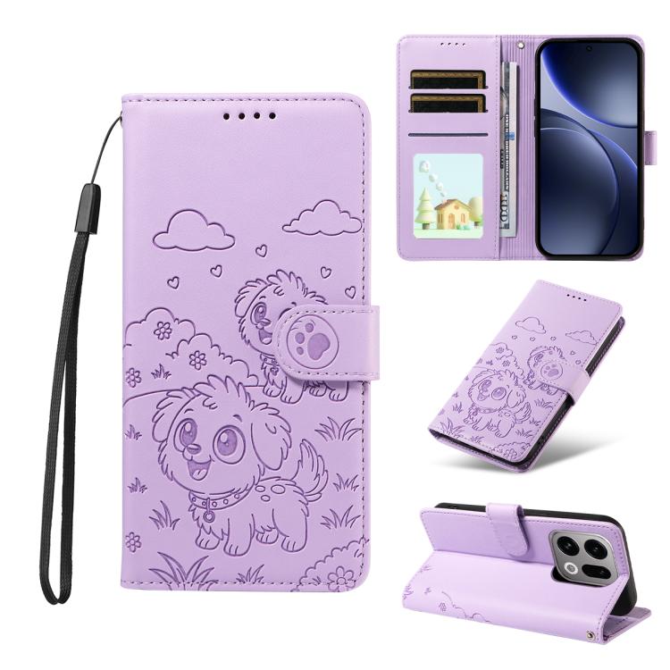 Embossed Heart Dog RFID Blocking Wallet Leather Phone Case, For OPPO A7 Pro Max 5G, For OPPO F33 Pro 5G Global, For OPPO Reno15 F Global, For OPPO Reno15 Global /15C, For OPPO A6 Pro 5G / A6X 5G Global, For OPPO Find X9, For OPPO A6 Pro 4G / 5G Global ...