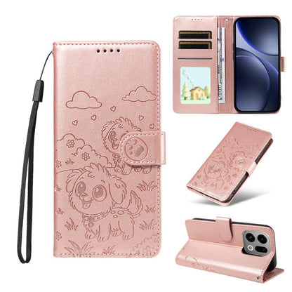Embossed Heart Dog RFID Blocking Wallet Leather Phone Case, For OPPO A7 Pro Max 5G, For OPPO F33 Pro 5G Global, For OPPO Reno15 F Global, For OPPO Reno15 Global /15C, For OPPO A6 Pro 5G / A6X 5G Global, For OPPO Find X9, For OPPO A6 Pro 4G / 5G Global ...