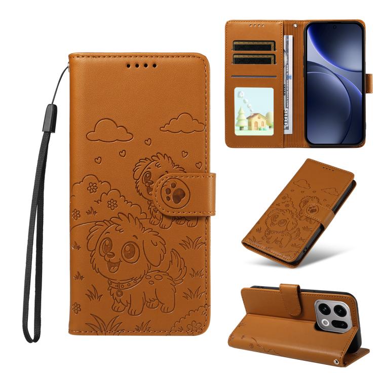 Embossed Heart Dog RFID Blocking Wallet Leather Phone Case, For OPPO A7 Pro Max 5G, For OPPO F33 Pro 5G Global, For OPPO Reno15 F Global, For OPPO Reno15 Global /15C, For OPPO A6 Pro 5G / A6X 5G Global, For OPPO Find X9, For OPPO A6 Pro 4G / 5G Global ...