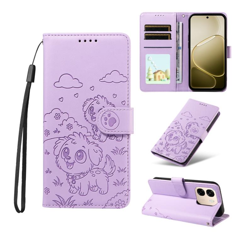 Embossed Heart Dog RFID Blocking Wallet Leather Phone Case, For OPPO A7 Pro Max 5G, For OPPO F33 Pro 5G Global, For OPPO Reno15 F Global, For OPPO Reno15 Global /15C, For OPPO A6 Pro 5G / A6X 5G Global, For OPPO Find X9, For OPPO A6 Pro 4G / 5G Global ...