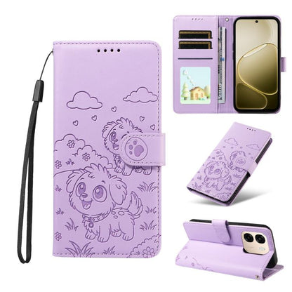 Embossed Heart Dog RFID Blocking Wallet Leather Phone Case, For OPPO A7 Pro Max 5G, For OPPO F33 Pro 5G Global, For OPPO Reno15 F Global, For OPPO Reno15 Global /15C, For OPPO A6 Pro 5G / A6X 5G Global, For OPPO Find X9, For OPPO A6 Pro 4G / 5G Global ...