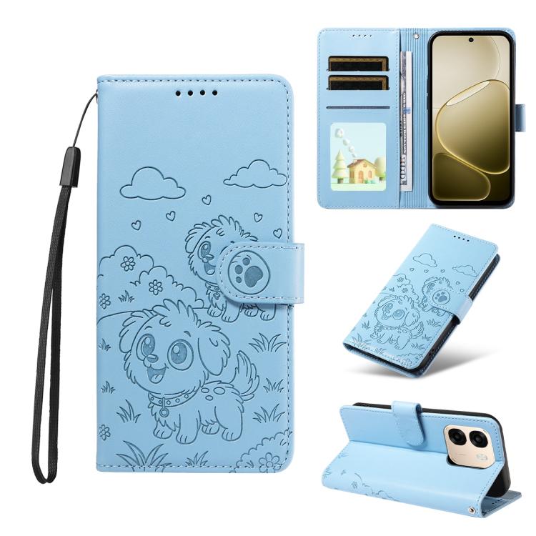 Embossed Heart Dog RFID Blocking Wallet Leather Phone Case, For OPPO A7 Pro Max 5G, For OPPO F33 Pro 5G Global, For OPPO Reno15 F Global, For OPPO Reno15 Global /15C, For OPPO A6 Pro 5G / A6X 5G Global, For OPPO Find X9, For OPPO A6 Pro 4G / 5G Global ...