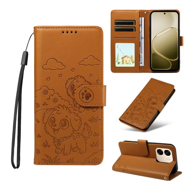 Embossed Heart Dog RFID Blocking Wallet Leather Phone Case, For OPPO A7 Pro Max 5G, For OPPO F33 Pro 5G Global, For OPPO Reno15 F Global, For OPPO Reno15 Global /15C, For OPPO A6 Pro 5G / A6X 5G Global, For OPPO Find X9, For OPPO A6 Pro 4G / 5G Global ...