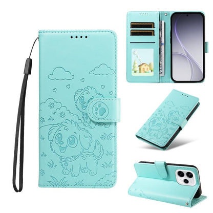 Embossed Heart Dog RFID Blocking Wallet Leather Phone Case, For OPPO A7 Pro Max 5G, For OPPO F33 Pro 5G Global, For OPPO Reno15 F Global, For OPPO Reno15 Global /15C, For OPPO A6 Pro 5G / A6X 5G Global, For OPPO Find X9, For OPPO A6 Pro 4G / 5G Global ...