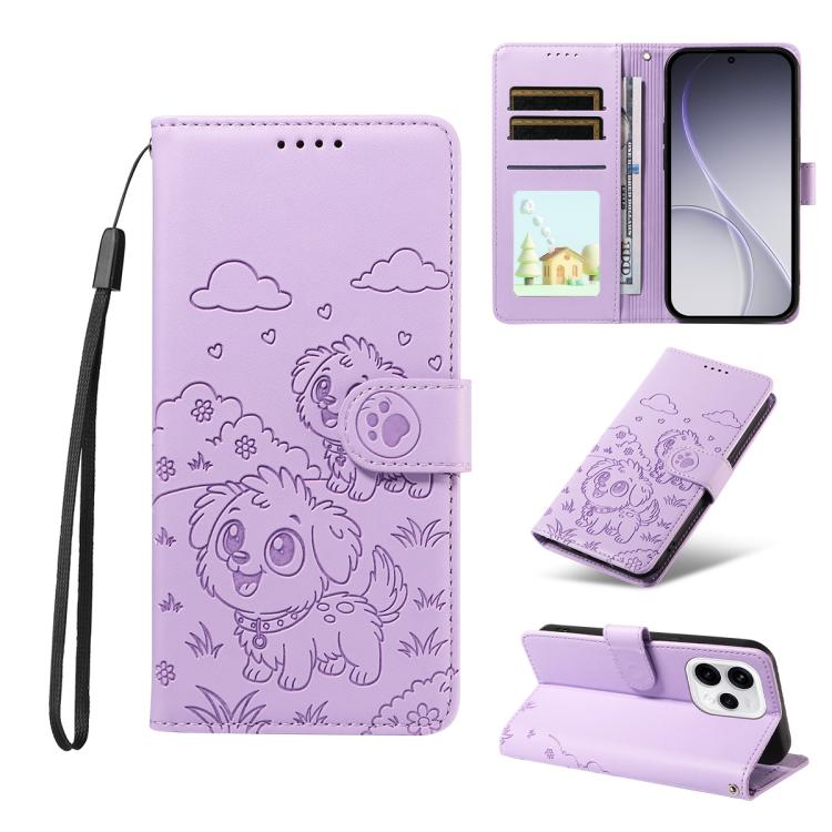 Embossed Heart Dog RFID Blocking Wallet Leather Phone Case, For OPPO A7 Pro Max 5G, For OPPO F33 Pro 5G Global, For OPPO Reno15 F Global, For OPPO Reno15 Global /15C, For OPPO A6 Pro 5G / A6X 5G Global, For OPPO Find X9, For OPPO A6 Pro 4G / 5G Global ...