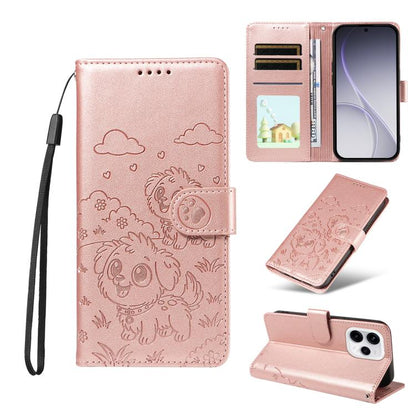 Embossed Heart Dog RFID Blocking Wallet Leather Phone Case, For OPPO A7 Pro Max 5G, For OPPO F33 Pro 5G Global, For OPPO Reno15 F Global, For OPPO Reno15 Global /15C, For OPPO A6 Pro 5G / A6X 5G Global, For OPPO Find X9, For OPPO A6 Pro 4G / 5G Global ...