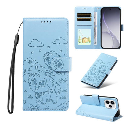 Embossed Heart Dog RFID Blocking Wallet Leather Phone Case, For OPPO A7 Pro Max 5G, For OPPO F33 Pro 5G Global, For OPPO Reno15 F Global, For OPPO Reno15 Global /15C, For OPPO A6 Pro 5G / A6X 5G Global, For OPPO Find X9, For OPPO A6 Pro 4G / 5G Global ...