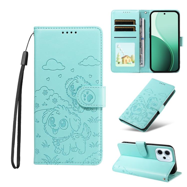 Embossed Heart Dog RFID Blocking Wallet Leather Phone Case, For OPPO A7 Pro Max 5G, For OPPO F33 Pro 5G Global, For OPPO Reno15 F Global, For OPPO Reno15 Global /15C, For OPPO A6 Pro 5G / A6X 5G Global, For OPPO Find X9, For OPPO A6 Pro 4G / 5G Global ...