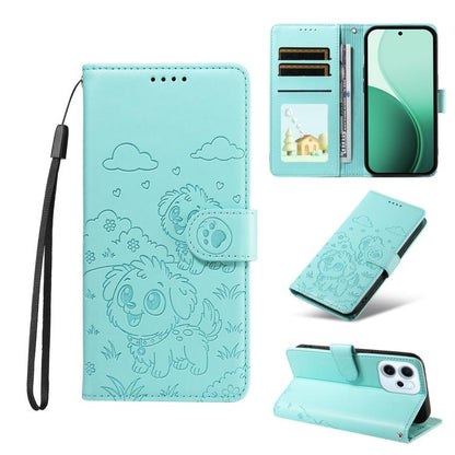 Embossed Heart Dog RFID Blocking Wallet Leather Phone Case, For OPPO A7 Pro Max 5G, For OPPO F33 Pro 5G Global, For OPPO Reno15 F Global, For OPPO Reno15 Global /15C, For OPPO A6 Pro 5G / A6X 5G Global, For OPPO Find X9, For OPPO A6 Pro 4G / 5G Global ...