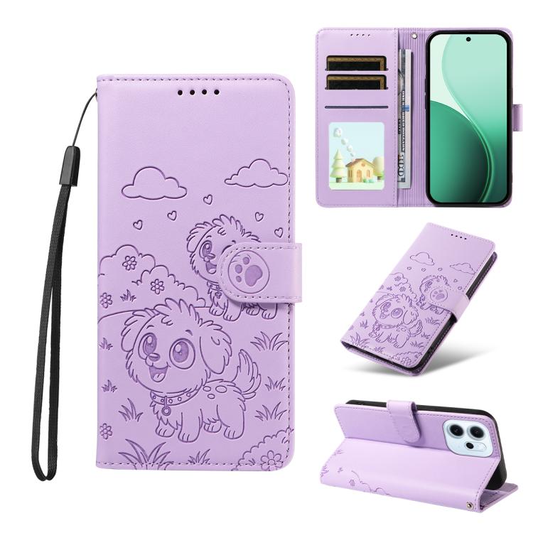 Embossed Heart Dog RFID Blocking Wallet Leather Phone Case, For OPPO A7 Pro Max 5G, For OPPO F33 Pro 5G Global, For OPPO Reno15 F Global, For OPPO Reno15 Global /15C, For OPPO A6 Pro 5G / A6X 5G Global, For OPPO Find X9, For OPPO A6 Pro 4G / 5G Global ...