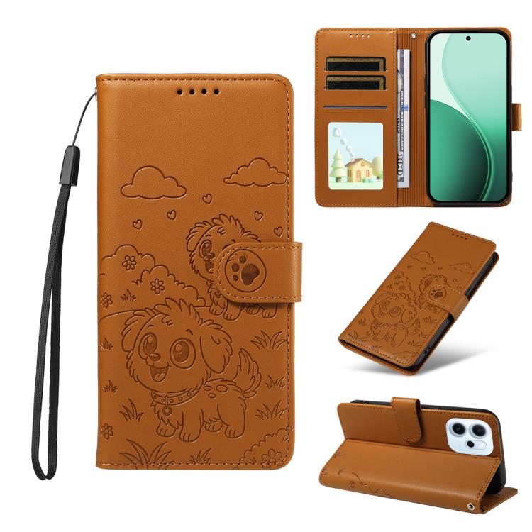 Embossed Heart Dog RFID Blocking Wallet Leather Phone Case, For OPPO A7 Pro Max 5G, For OPPO F33 Pro 5G Global, For OPPO Reno15 F Global, For OPPO Reno15 Global /15C, For OPPO A6 Pro 5G / A6X 5G Global, For OPPO Find X9, For OPPO A6 Pro 4G / 5G Global ...