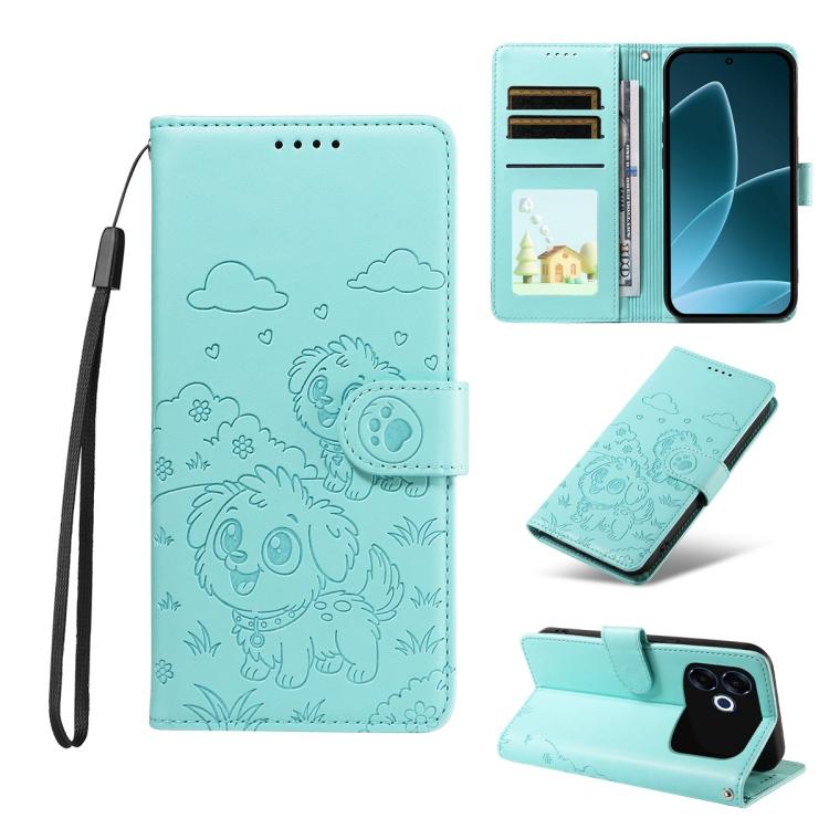 Embossed Heart Dog RFID Blocking Wallet Leather Phone Case, For OPPO A7 Pro Max 5G, For OPPO F33 Pro 5G Global, For OPPO Reno15 F Global, For OPPO Reno15 Global /15C, For OPPO A6 Pro 5G / A6X 5G Global, For OPPO Find X9, For OPPO A6 Pro 4G / 5G Global ...