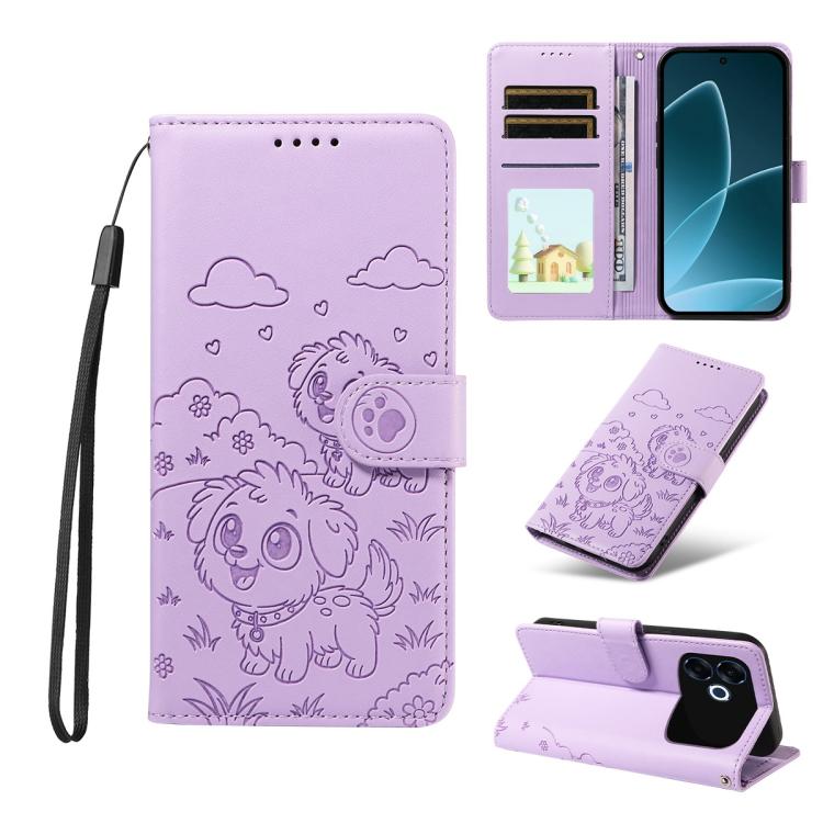 Embossed Heart Dog RFID Blocking Wallet Leather Phone Case, For OPPO A7 Pro Max 5G, For OPPO F33 Pro 5G Global, For OPPO Reno15 F Global, For OPPO Reno15 Global /15C, For OPPO A6 Pro 5G / A6X 5G Global, For OPPO Find X9, For OPPO A6 Pro 4G / 5G Global ...
