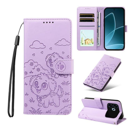 Embossed Heart Dog RFID Blocking Wallet Leather Phone Case, For OPPO A7 Pro Max 5G, For OPPO F33 Pro 5G Global, For OPPO Reno15 F Global, For OPPO Reno15 Global /15C, For OPPO A6 Pro 5G / A6X 5G Global, For OPPO Find X9, For OPPO A6 Pro 4G / 5G Global ...