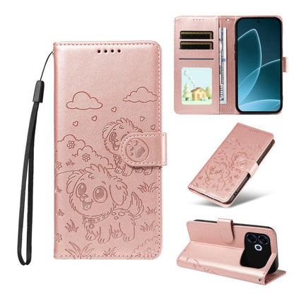 Embossed Heart Dog RFID Blocking Wallet Leather Phone Case, For OPPO A7 Pro Max 5G, For OPPO F33 Pro 5G Global, For OPPO Reno15 F Global, For OPPO Reno15 Global /15C, For OPPO A6 Pro 5G / A6X 5G Global, For OPPO Find X9, For OPPO A6 Pro 4G / 5G Global ...
