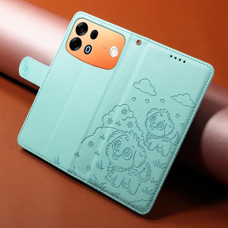 Embossed Heart Dog RFID Blocking Wallet Leather Phone Case, For OPPO A7 Pro Max 5G, For OPPO F33 Pro 5G Global, For OPPO Reno15 F Global, For OPPO Reno15 Global /15C, For OPPO A6 Pro 5G / A6X 5G Global, For OPPO Find X9, For OPPO A6 Pro 4G / 5G Global ...