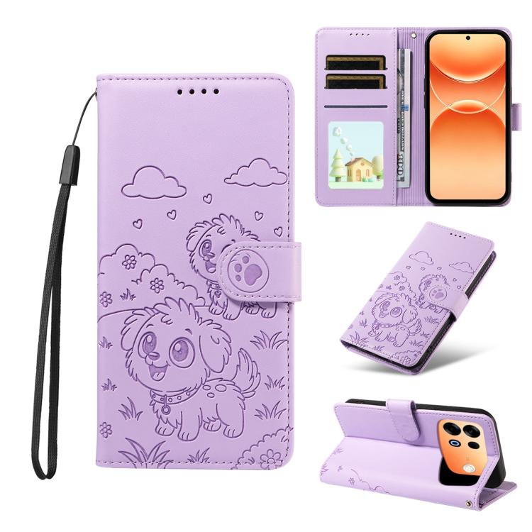 Embossed Heart Dog RFID Blocking Wallet Leather Phone Case, For OPPO A7 Pro Max 5G, For OPPO F33 Pro 5G Global, For OPPO Reno15 F Global, For OPPO Reno15 Global /15C, For OPPO A6 Pro 5G / A6X 5G Global, For OPPO Find X9, For OPPO A6 Pro 4G / 5G Global ...