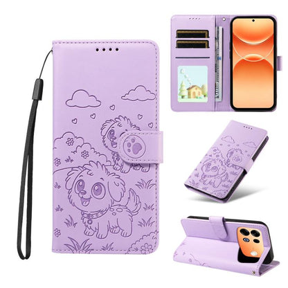 Embossed Heart Dog RFID Blocking Wallet Leather Phone Case, For OPPO A7 Pro Max 5G, For OPPO F33 Pro 5G Global, For OPPO Reno15 F Global, For OPPO Reno15 Global /15C, For OPPO A6 Pro 5G / A6X 5G Global, For OPPO Find X9, For OPPO A6 Pro 4G / 5G Global ...