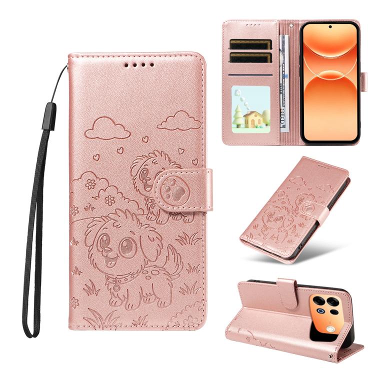 Embossed Heart Dog RFID Blocking Wallet Leather Phone Case, For OPPO A7 Pro Max 5G, For OPPO F33 Pro 5G Global, For OPPO Reno15 F Global, For OPPO Reno15 Global /15C, For OPPO A6 Pro 5G / A6X 5G Global, For OPPO Find X9, For OPPO A6 Pro 4G / 5G Global ...